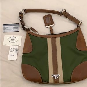 PRADA green with stripe shoulder bag